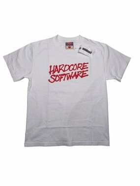 Metalwood Studio "Hardcore Software" Graphic T-Shirt Men's Size Small White NEW